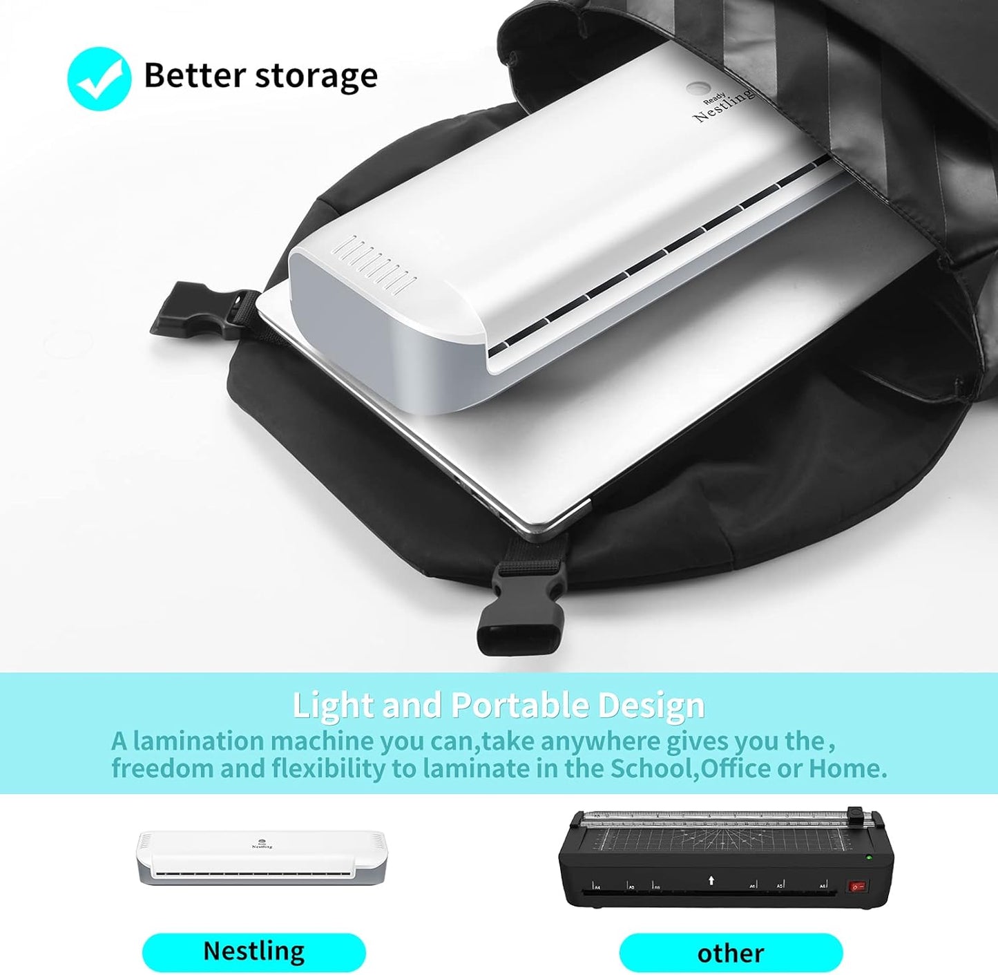 Nestling Laminiergerät A3 A4, geräuschloses Laminieren 80-125mic, kompaktes Gehäuse, geschnittene Pappe und 10 Testhüllen OL341
