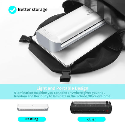 Nestling Laminiergerät A3 A4, geräuschloses Laminieren 80-125mic, kompaktes Gehäuse, geschnittene Pappe und 10 Testhüllen OL341