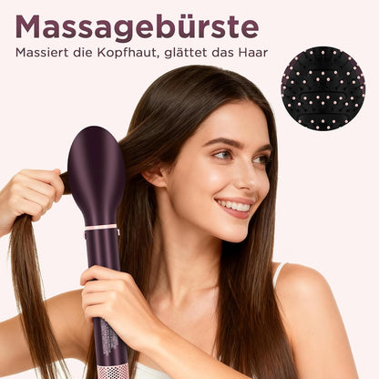 7 in 1 Airstyler, PARWIN PRO BEAUTY MaxAIR 2.0 Multi-Styler Set, Auto-Wrap Lockenstab, Geringere Hitzeschäden Glätteisen, 110000 U/Min Föhn, Volumenbürste, Styling, Glättung Pinsel, Jasper Plum