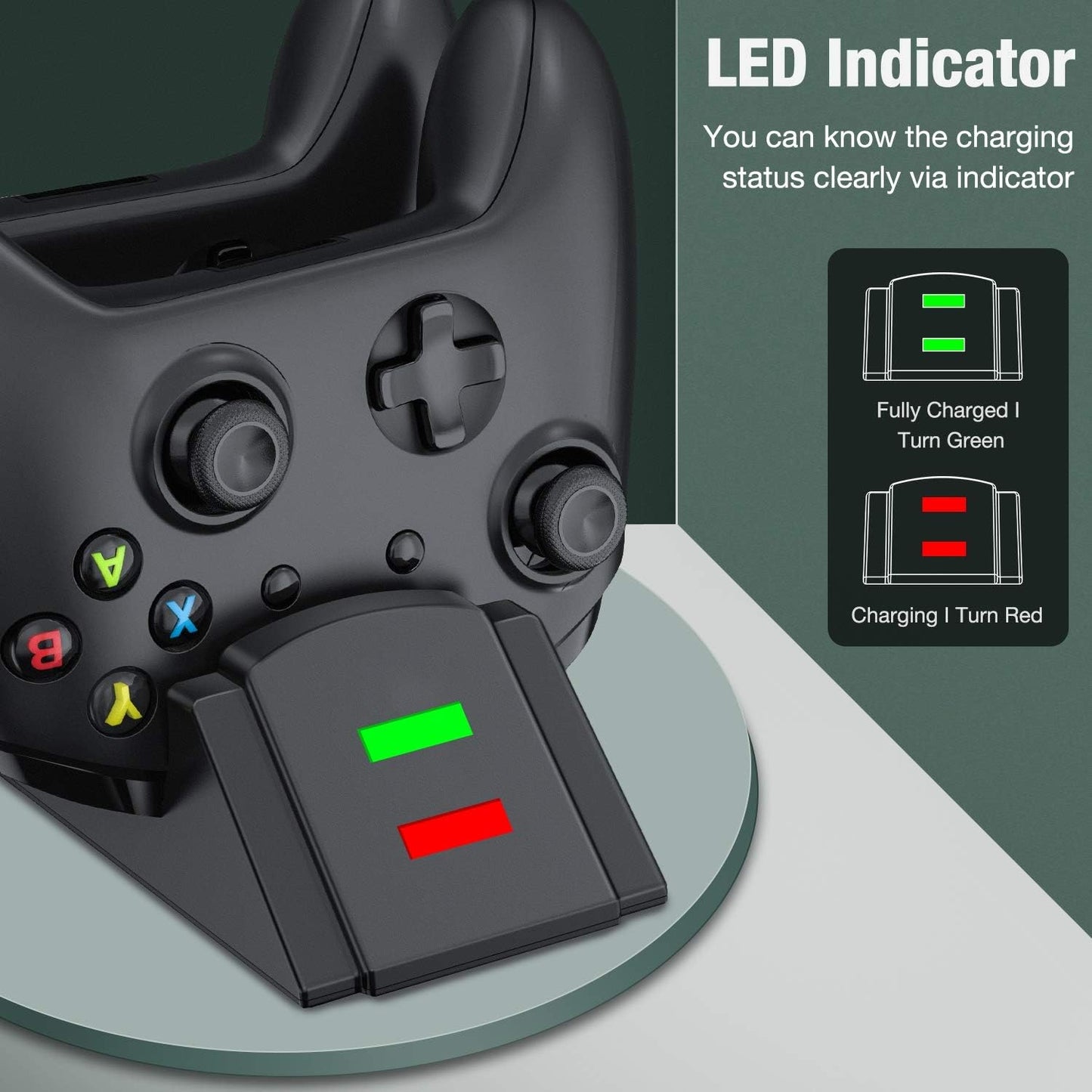 Controller-Ladestation für Xbox One, Ladestation für Xbox One Controller-Akku, 2 x 1200 wiederaufladbare Akkus, kompatibel mit Xbox Series X|S/Xbox One/Xbox One S/X/Elite