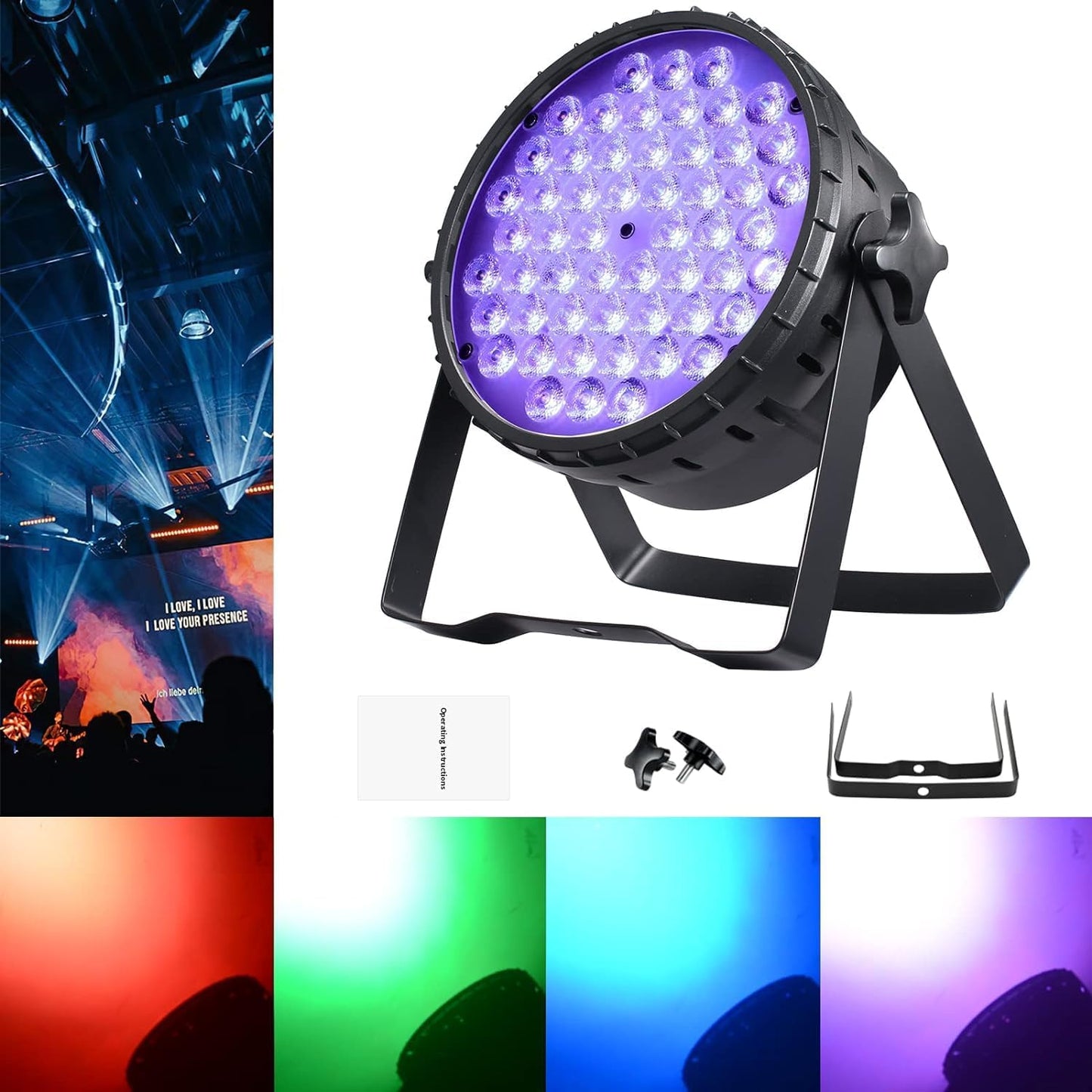 BETOPPER LED Par Strahler 54x3W LED Bühnenlicht mit Auto/Musikgesteuert/DMX512, Partylicht RGB 3-in-1 7 Farbe Bühnenbeleuchtung, LED Par Licht für Hochzeit Club Bar Konzertbars Show Party [Energieklasse F]