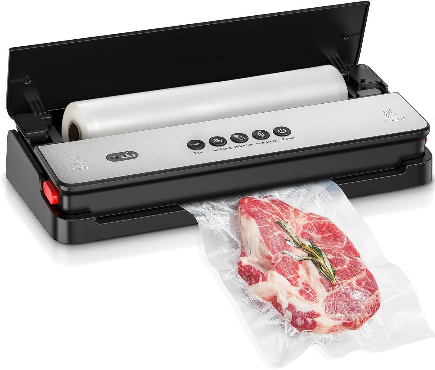 Bonsenkitchen Vakuumiergerät, Lebensmittelversiegelungsmaschine avec integriertem Schneider et Vakuum-Rollbeutel, abnehmbar, trockene et feuchte Lebensmittel, Fresh Konservierung VS3017 (noir)