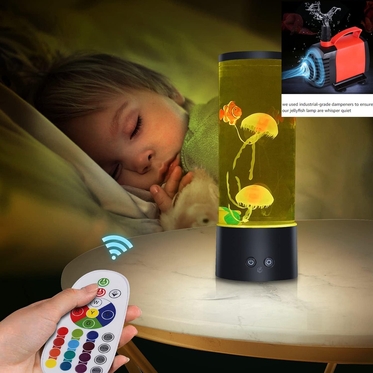 Lampe d'ambiance Aquarium Quallen - 16 options de vie avec télécommande - Options USB/batterie - Décoration passionnante pour la maison, le bureau, la maison et l'extérieur - Cadeau unique pour enfants et adultes