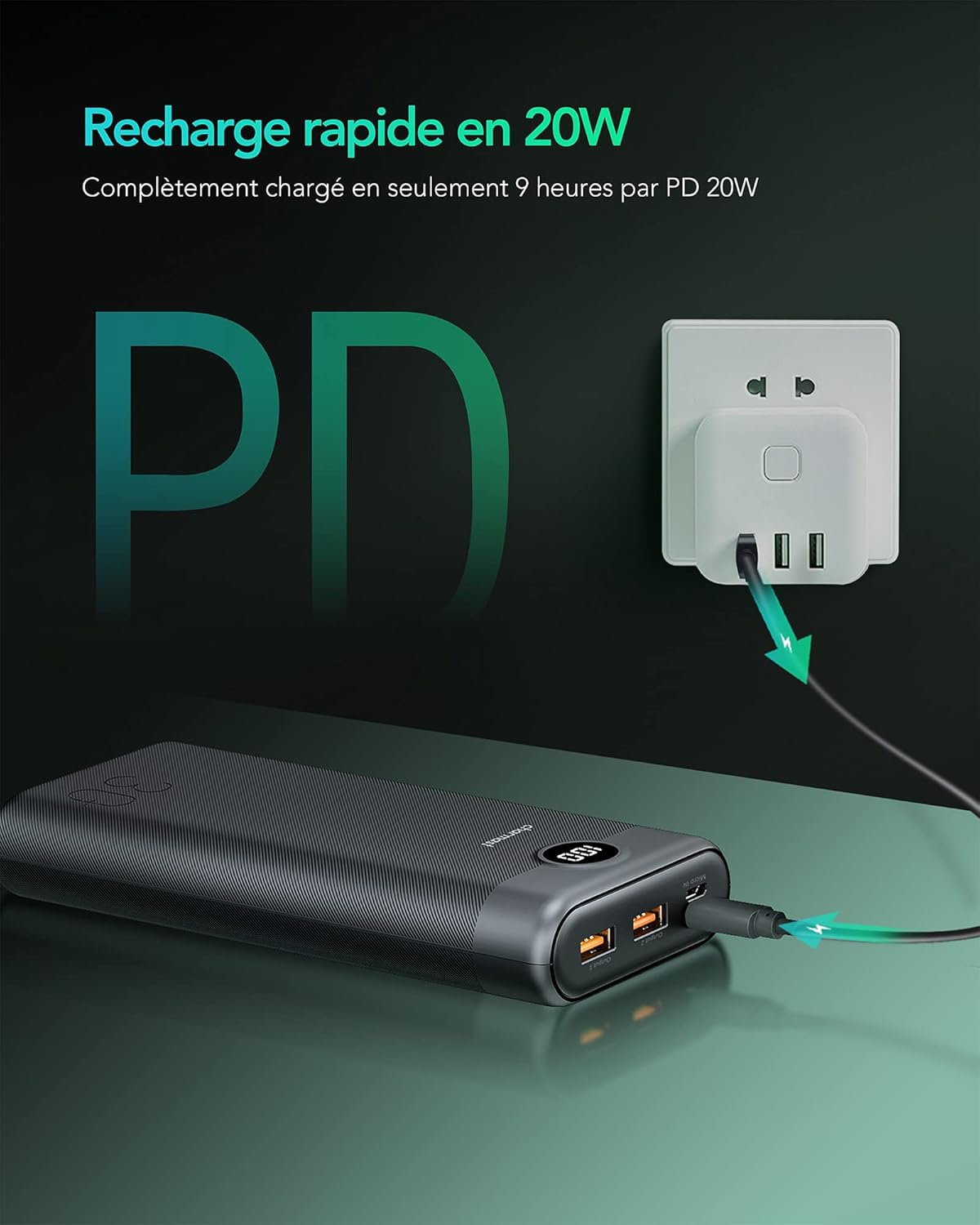 Charmast Externer Akku 30000 mAh Tragbarer Akku USB C 20 W Schnellladung QC 3.0 Powerbank mit 3 Ausgängen und 2 Eingängen Kompatibel mit Telefon iPhone 12 13 X 8 7, Samsung S 20 21 22, Huawei