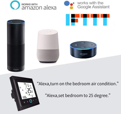 Thermostat intelligent Wi-Fi, régulateur de température d'eau, chauffe-eau électrique, chaudière à eau et gaz, compatible avec Alexa et Google Home (blanc, BHT-002-GCLW (Wi-Fi))