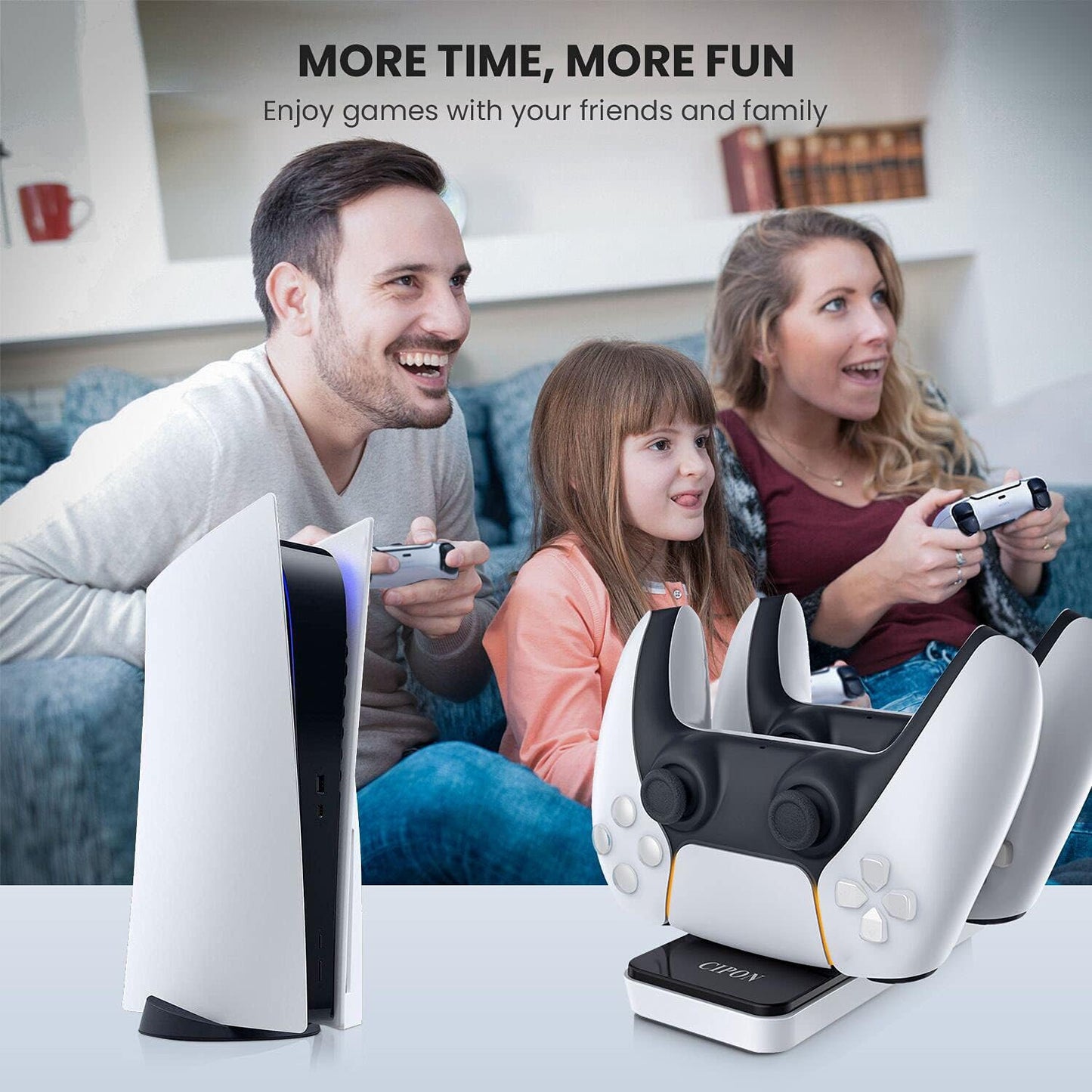 CIPON Ladestation kompatibel mit PS5-Controller, abnehmbares USB-Typ-C-Schnellladen