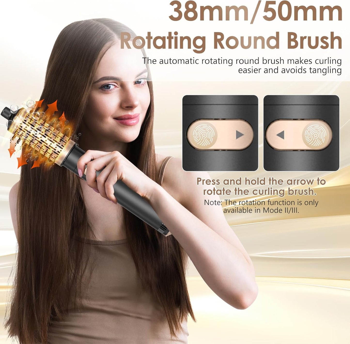 Warmluftbürste Rotierend Set, 3 in 1 Air Styler mit Föhnbürste, Warmluftbürste, Haartrockner Thermal Brush, Leistungsstarke Rundbürstenföhn Set zum Trocknen Glätten Formen (Schwarz)