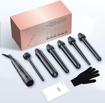 Lockenstab Große und Kleine Locken Set6 in 1 Mit Verschiedenen Aufsätzen Antistatische Keramik Turma