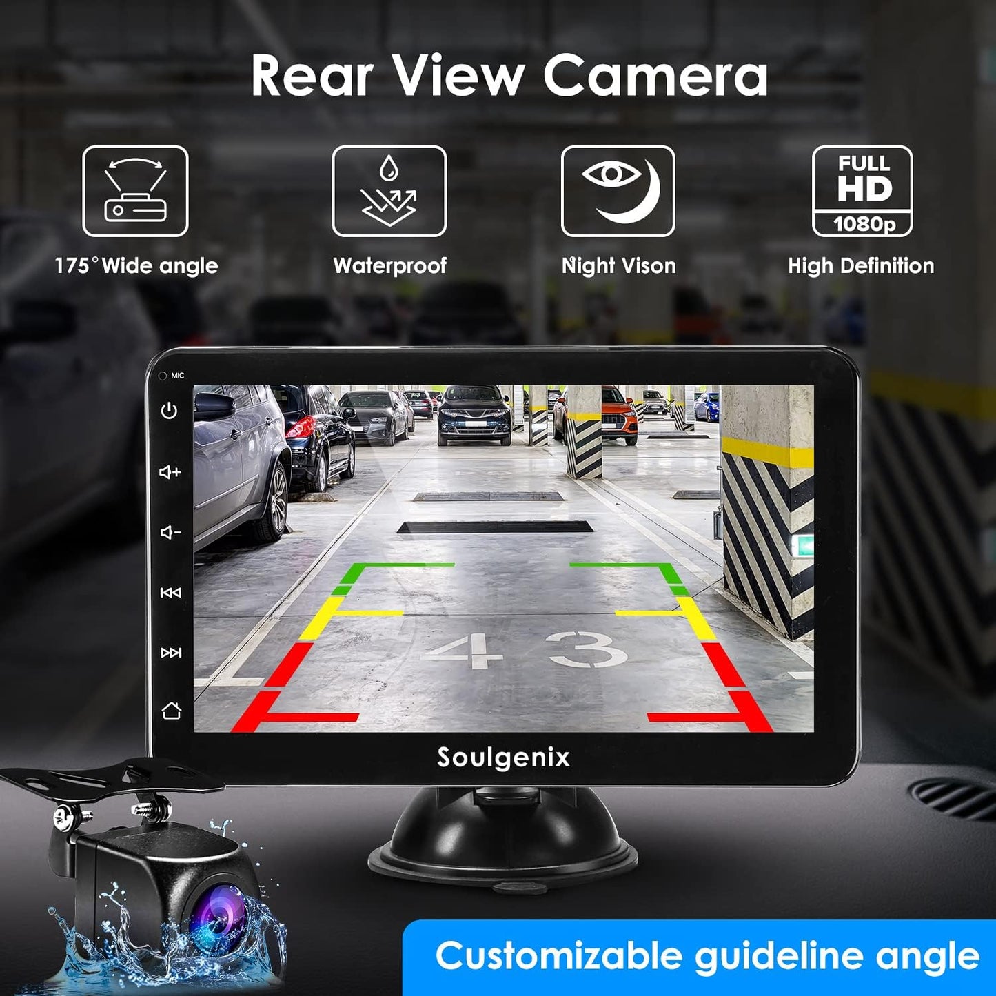 Wireless Apple CarPlay&Android Auto Display Portable Doppel Din Radio, Tragbares Autoradio 7 Zoll HD IPS Touchscreen,GPS Navi, Bluetooth, Rückfahrkamera, Mirror Link, FM, AUX CarPlay Display, 12-24V