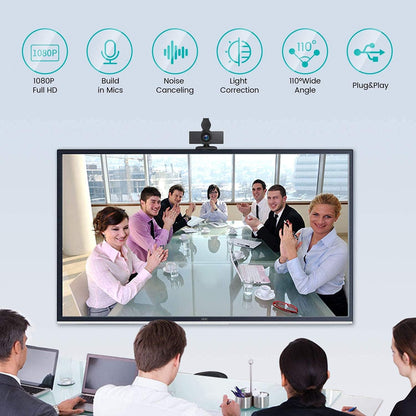 Webcam SAITOR 1080P avec microphone et protection des yeux, caméra Web Full HD pour ordinateur, PC, ordinateur portable, ordinateur de bureau, USB Plug and Play, étude de conférence, connexion vidéo, Skype