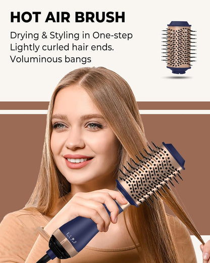 UKLISS Warmluftbürste 4 in 1 Set, Haarstyler Föhn mit 4 Aufsätzen: 1000W Haartrockner, Lockenbürste, Haarglätter Bürste, Fönbürste Rundbürste, Hot Hair Styler für Alle Haartypen Styling