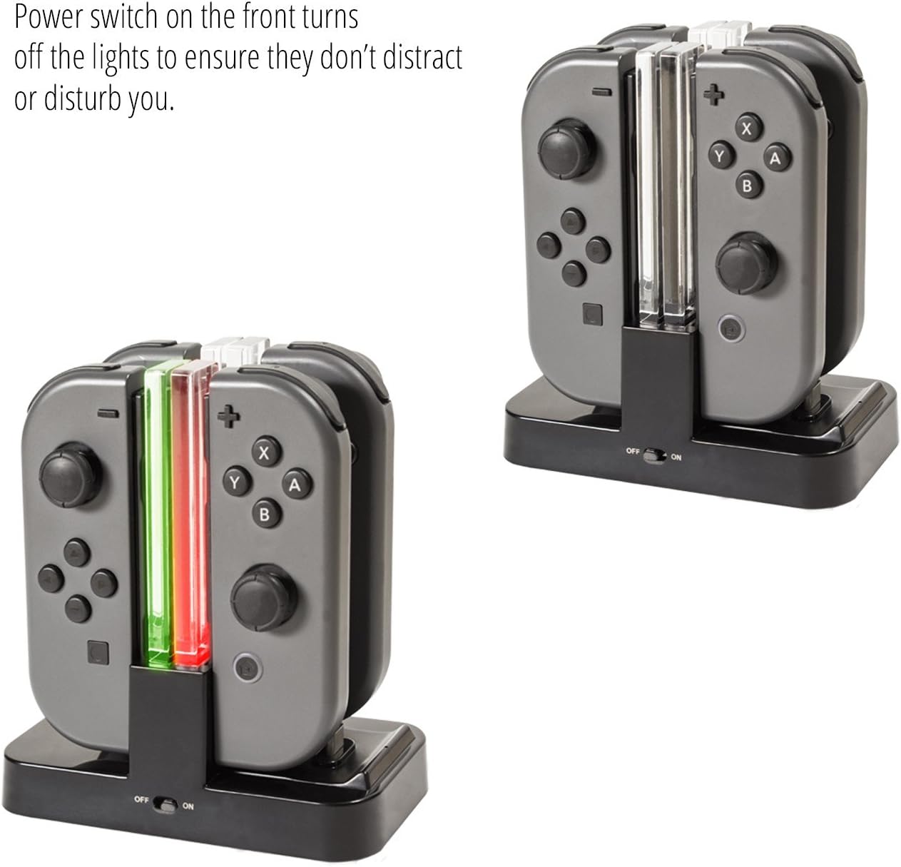 Orzly Ladestation für Switch Controller Pro Controller und JoyCons, Dockingstation [mit einzelnen LEDs und USB Type-C Kabel]
