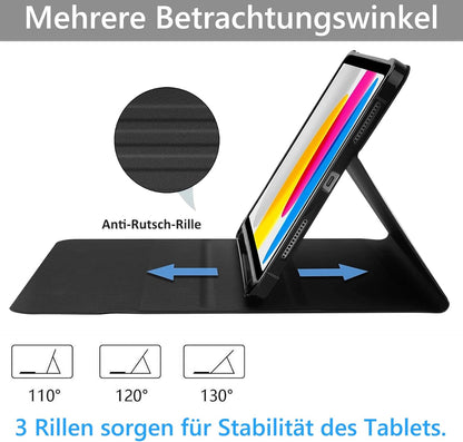 AVNICUD Tastatur für iPad 10 Generation 2022 10.9"/A16 11 Generation 2025 mit Touchpad, Hülle mit Tastatur für iPad 10 2022 Beleuchtete Magnetische Bluetooth Abnehmbare QWERTZ, Schwarz