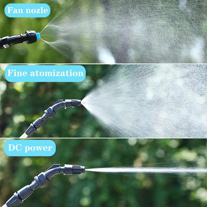 DOUBFIVSY Drucksprüher Elektrisch, Pflanzensprüher, Gartensprüher Sprühlanze mit 3 Düsen und 5m Schlauch, Wiederaufladbar USB, Sprühgerät für Pflanzenschutz zum Unkraut jäten im Garten (7,2V Sprühlanze)