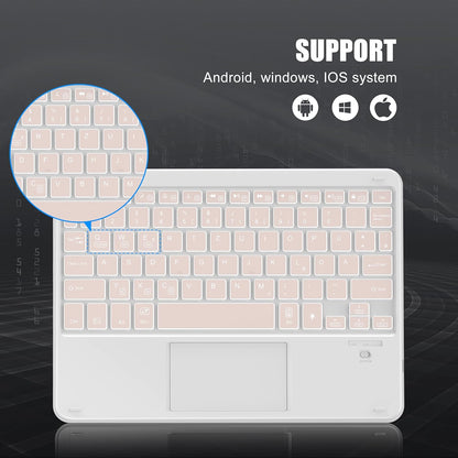 Clavier Bluetooth IVSOTEC avec pavé tactile, 7 options, sans fil pour iPad, tablette Android, Microsoft Surface, smartphone, or rose