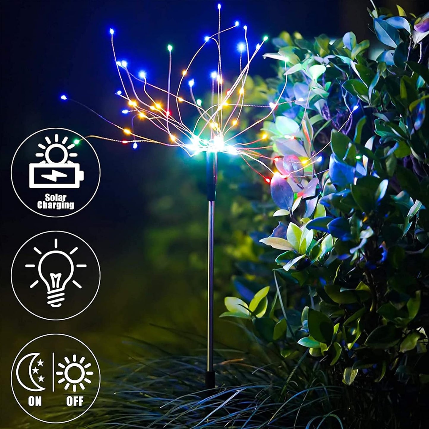 ZLDM 2 Stück Solar-Feuerwerkslicht, Solarleuchten für den Außenbereich, Garten, 2 Blinkmodi, 120 LEDs, IP65 wasserdicht, Gartenleuchten, Solarleuchten für Garten, Terrasse, Rasen, Weihnachtsdekoration (mehr)