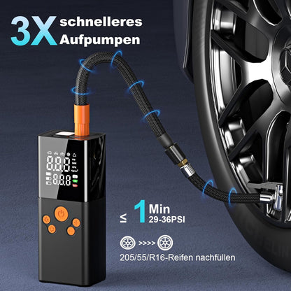 Qıngque CZK-5611 Pompe à air de voiture Akku-Luftpumpe, Kompressor, Akku-Pumpe, électrique, 150 PSI, 10000 mAh, Akku-Kompressor variable avec écran LCD numérique, impression (noir)