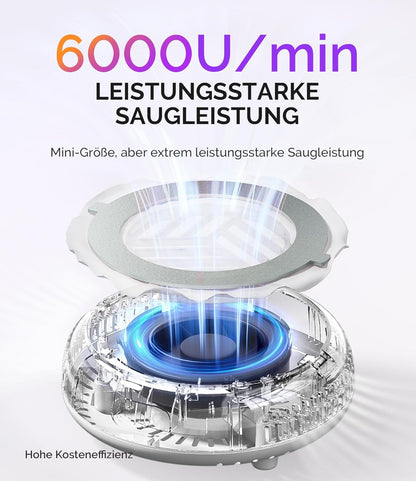 MelodySusie Pocket Nagelstaubsauger HProA, 6000RPM Leistungsstarke Staubabsaugung Nägel für Maniküre, Kompakter Nagelschleifstaub-Absauger mit 30 Wiederverwendbarem Filter für DIY & Studio, Weiß