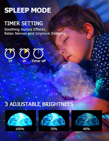 Lupantte Sternenhimmel Projektor, 360° Drehung Wellen Sternenprojektor, LED Sternenhimmel Projektor Mit Musik-Player/Fernbedienung/Timer, Sternenhimmel Geeignet für Dekoration, Geschenke, Nachtlicht