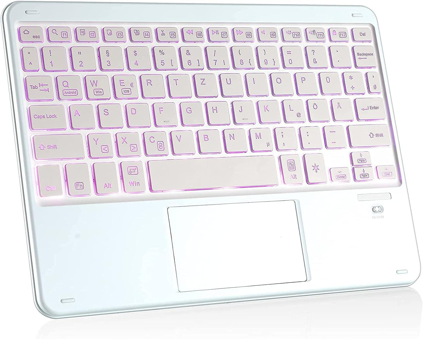 Clavier Bluetooth IVSOTEC avec pavé tactile, 7 options, sans fil pour iPad, tablette Android, Microsoft Surface, smartphone, or rose