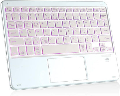 Clavier Bluetooth IVSOTEC avec pavé tactile, 7 options, sans fil pour iPad, tablette Android, Microsoft Surface, smartphone, or rose
