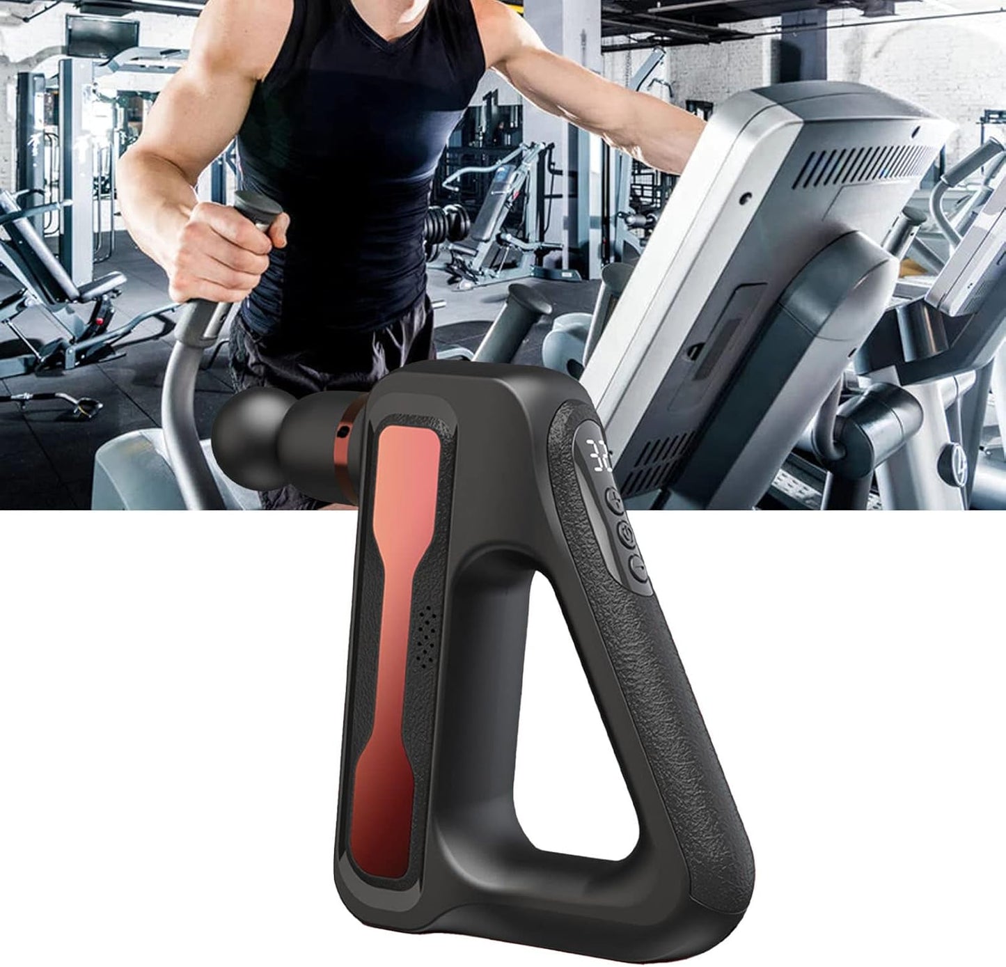 Percussion Muskelmassagegerät, 32 Vibrationsmodi, reduziert Schmerzen, 8 Köpfe, Muskelmassagegerät, geräuscharm, LCD-Display für Beine (rot)
