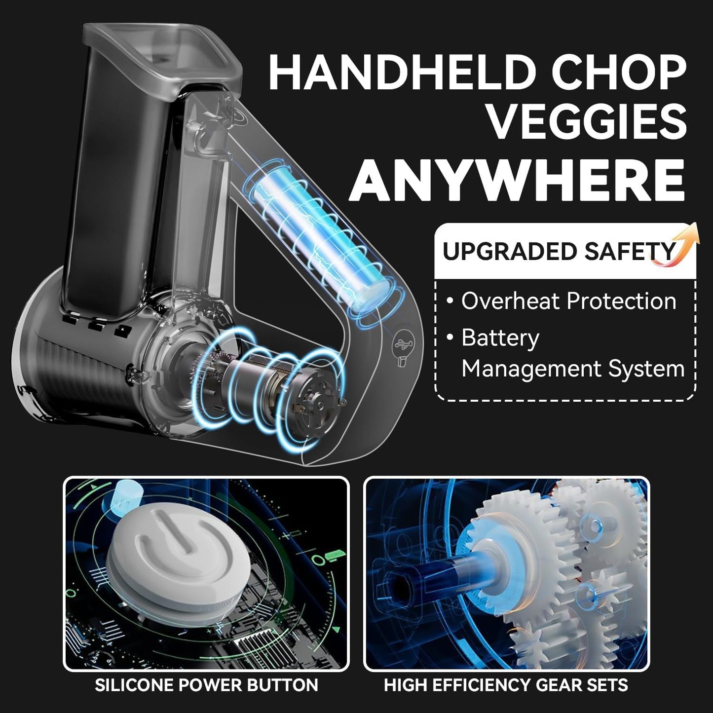 EASCANDY Elektrischer Gemüsehobel, Handkäsereibe, 5 in 1 Elektrische Reibe für Salatschneider, Hobel, Hobel, Schwarz