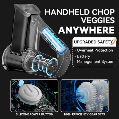 EASCANDY Elektrischer Gemüsehobel, Handkäsereibe, 5 in 1 Elektrische Reibe für Salatschneider, Hobel, Hobel, Schwarz