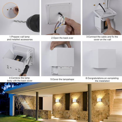 ledmo 4 Pièces 20W Appliques Intérieures/Außen 2000LM Appliques Auf und Ab Verstellbarer Lichtstrahl Lampes d'extérieur LED 3000K Appliques murales blanc chaud IP65 Appliques murales étanches [Classe énergétique F]