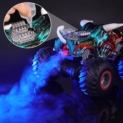 PREBOX Ferngesteuerter Monstertruck für Jungen 8-12 – RC-Bullauto-Spielzeug für Kinder im Alter von 4–7 Jahren, Geburtstagsgeschenke für Jungen mit Musik und Lichtern