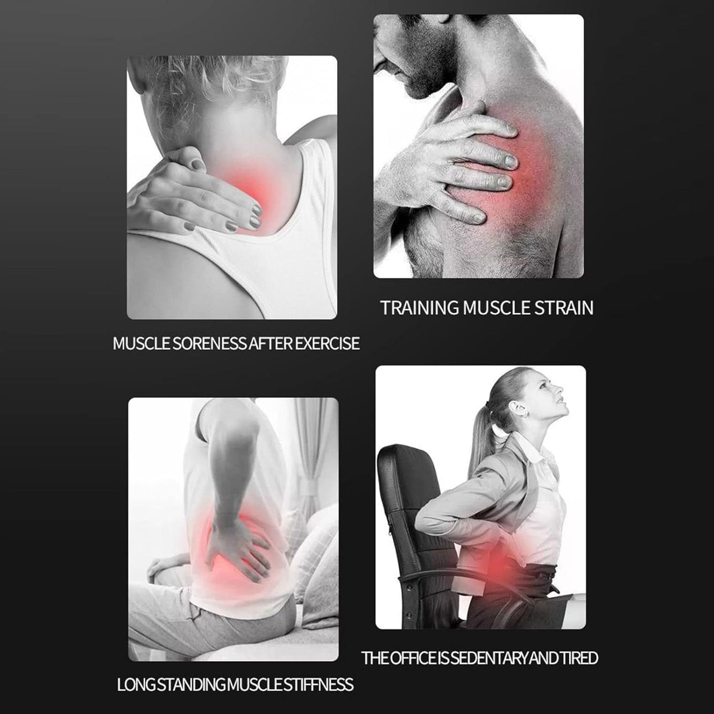 Percussion Muskelmassagegerät, 32 Vibrationsmodi, reduziert Schmerzen, 8 Köpfe, Muskelmassagegerät, geräuscharm, LCD-Display für Beine (rot)