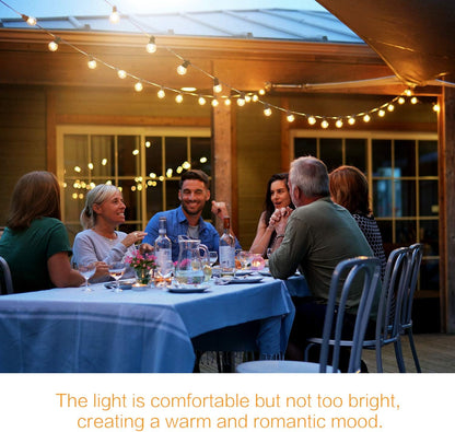 MYCARBON LED Lichterkette Auen 13,5M IP67 36er Birnen wasserdicht Lichterkette Glhbirnen Outdoor Innen mit Stecker Deko fr Garten Party Terrasse Zimmer Balkon 2 Ersatzbirnen Warmwei