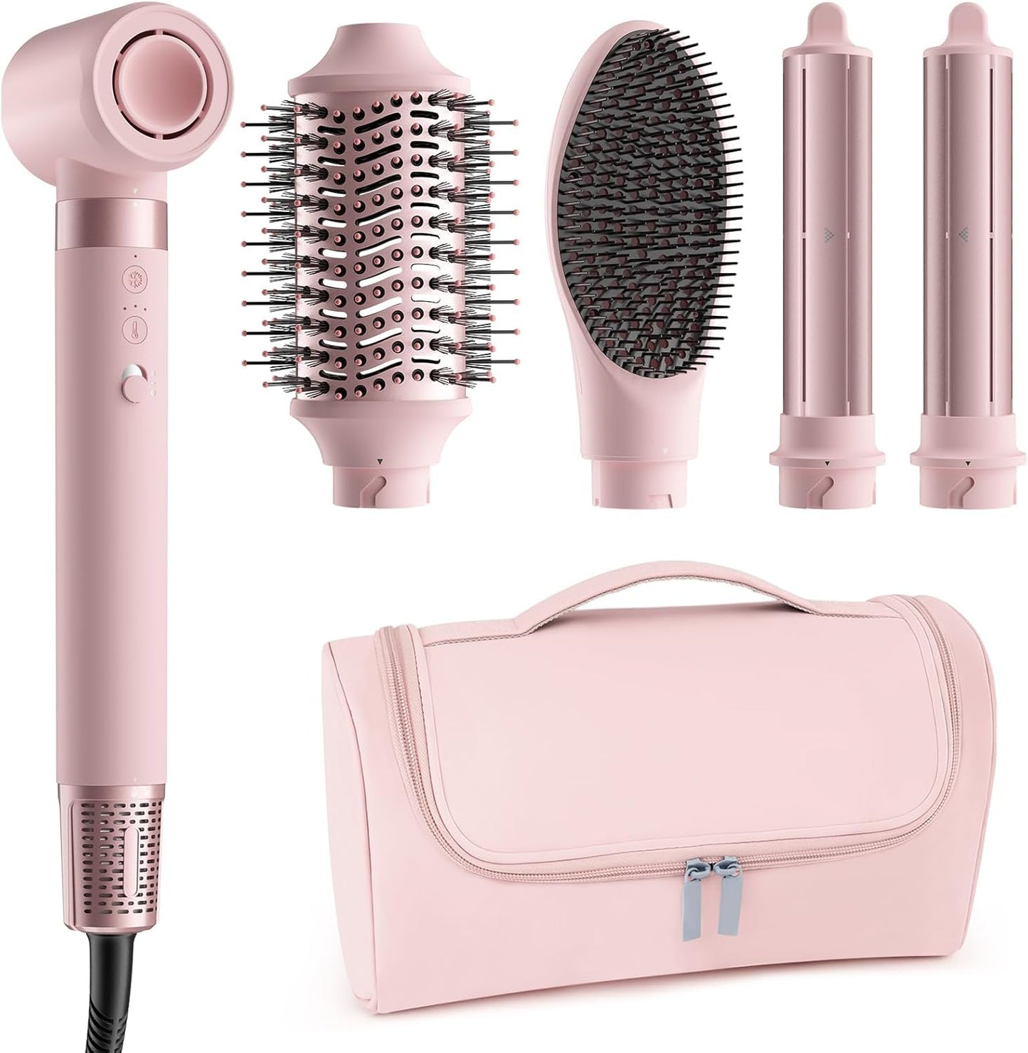 MESCOMB 5 in 1 Hairstyler Set, 110.000 U/min High-Speed Airstyler mit Ionen Haartrockner, Auto-Wrap Lockenstab & Volumenbürste, für tägliches Styling & Reisen (inkl. Tasche), Geschenk für Frauen