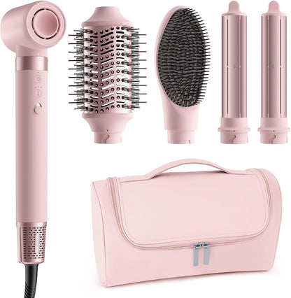 MESCOMB 5 in 1 Hairstyler Set, 110.000 U/min High-Speed Airstyler mit Ionen Haartrockner, Auto-Wrap Lockenstab & Volumenbürste, für tägliches Styling & Reisen (inkl. Tasche), Geschenk für Frauen