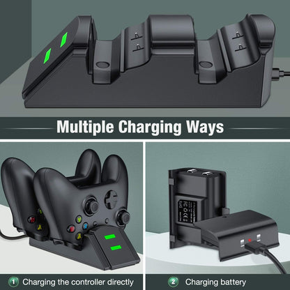 Controller-Ladestation für Xbox One, Ladestation für Xbox One Controller-Akku, 2 x 1200 wiederaufladbare Akkus, kompatibel mit Xbox Series X|S/Xbox One/Xbox One S/X/Elite