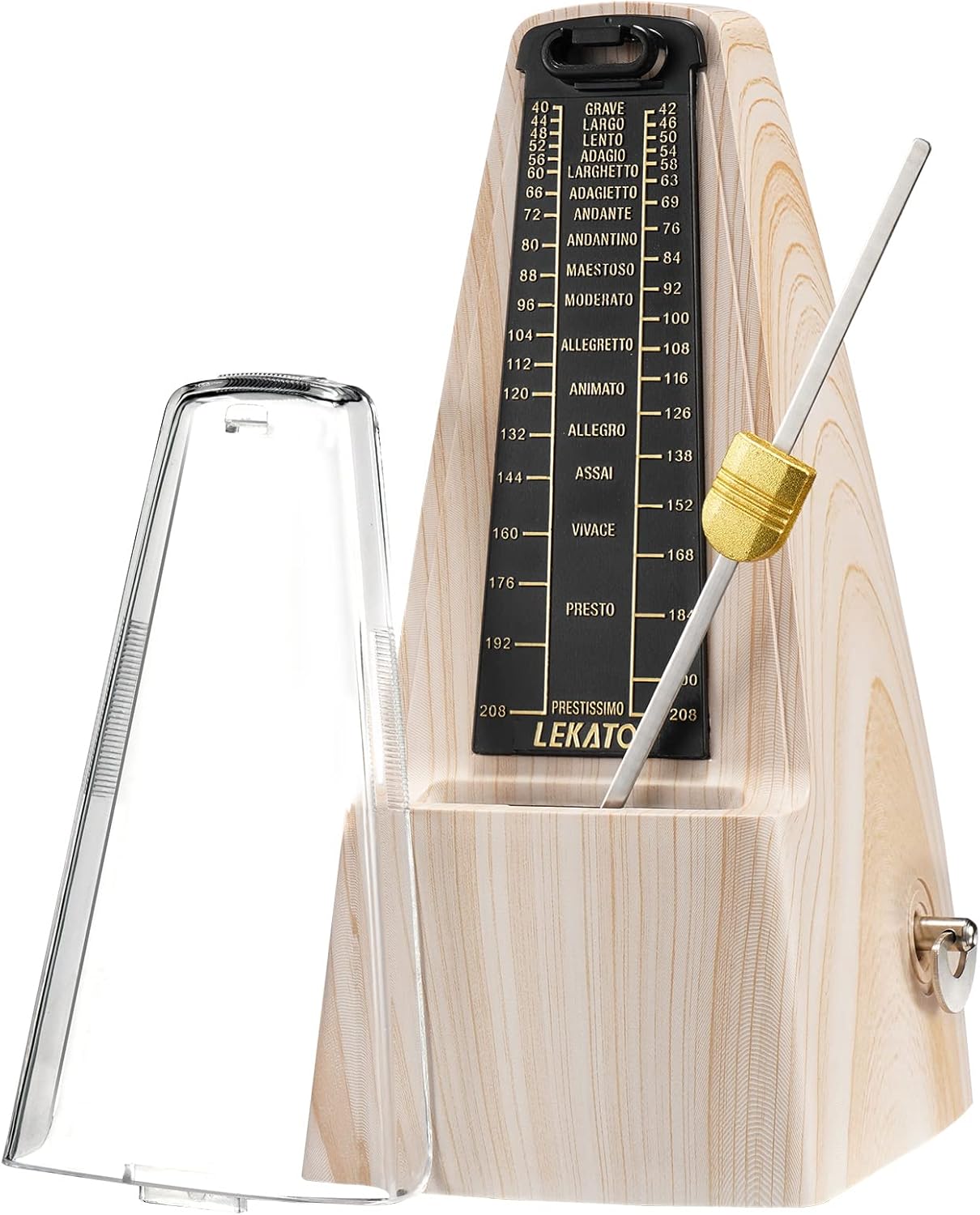 Métronome mécanique avec glocke, métronome universel LEKATO pour piano, guitare, ukulélé, violon et chromatique, ton de voix, haute précision de takt et tempo pour musicien, avec couleur bois