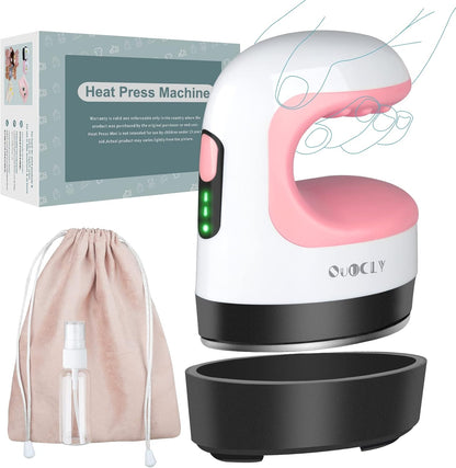 Mini-Hitzepresse, Mini-Bügeleisen zum Basteln, tragbare Hitzepresse, einfach zum Übertragen von T-Shirts, Schuhen, Hüten und kleinen HTV-Vinylprojekten (Pink)