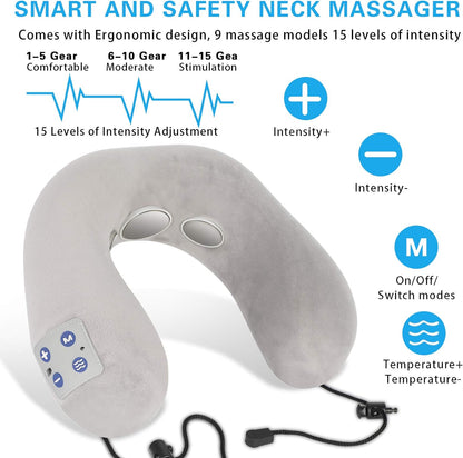 Appareil de massage du corps, BOMBOMDA Appareil de massage du corps intelligent avec fonction chauffante, appareil de massage électrique TENS-Puls – 9 modes, 15 intensités, utilisation à la maison, au bureau, en plein air, en voiture
