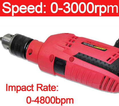TEETOK Bohrhammer mit Schnur, 650W, Schlagbohrer, variable Geschwindigkeit, elektrische Kabel Bohrer, ohne Kofferset