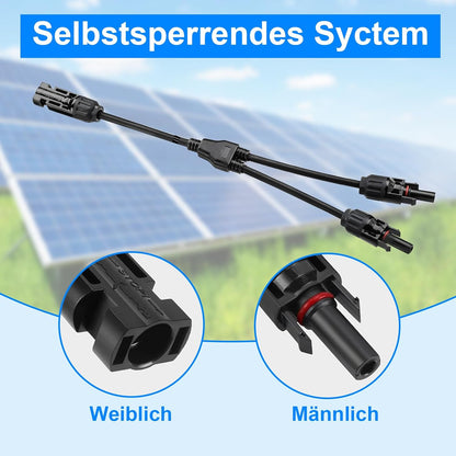 Cihisrent 2 Paar Solarkabel Y-Splitter männlich weiblich Y-Stecker Solar IP67 wasserdicht Solarstecker Y-Stecker Photovoltaikkabel Solarpanel-Kabel MMF + FFM für parallele Photovoltaik-Verbindung