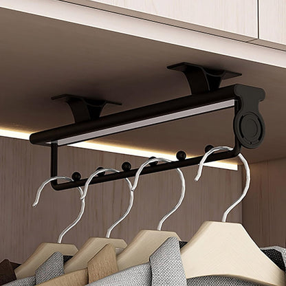 ZYFA Ausziehbare Kleiderstange zum Herausziehen,Schrank deckenmontage,Garderobenauszug Verstellbarer Kleiderschrank,Kleiderbügel Auszie,Kleiderbügelhalter Kleiderbügelauszug ausziehbar