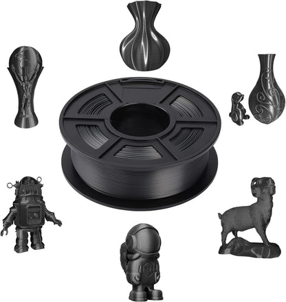 ENOTEPAD PLA 3D-Druckerfilament 1,75 mm, 1 kg Spulenfilamente (2,2 LBS) Maßgenauigkeit +/- 0,02 mm FDM 3D-Druckmaterial in Vakuumverpackung (Seidenschwarz)