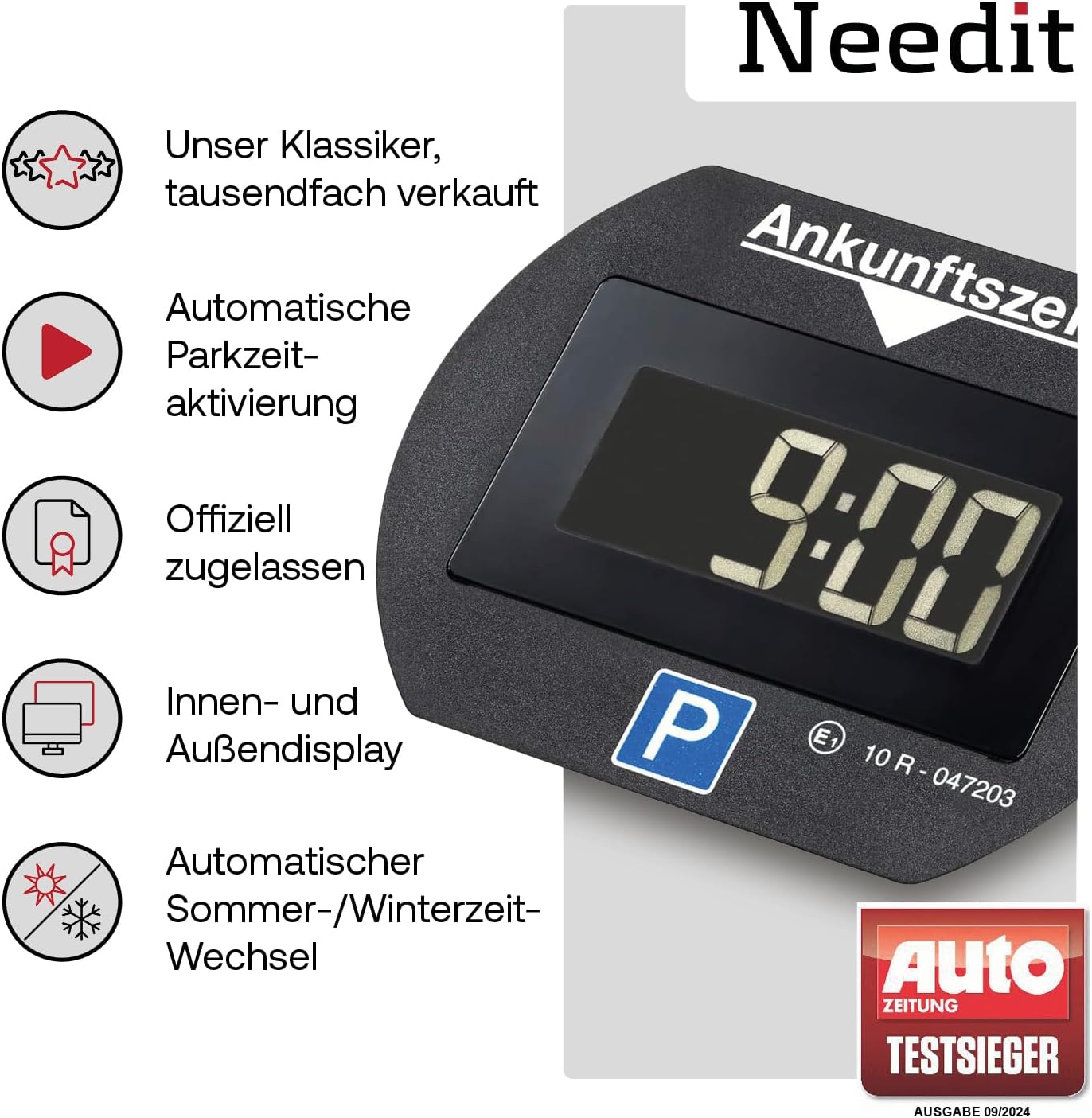 Park Lite Elektronische Parkscheibe Digitale Parkuhr Mini zugelassen von Needit