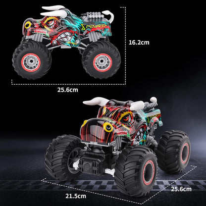 PREBOX Ferngesteuerter Monstertruck für Jungen 8-12 – RC-Bullauto-Spielzeug für Kinder im Alter von 4–7 Jahren, Geburtstagsgeschenke für Jungen mit Musik und Lichtern