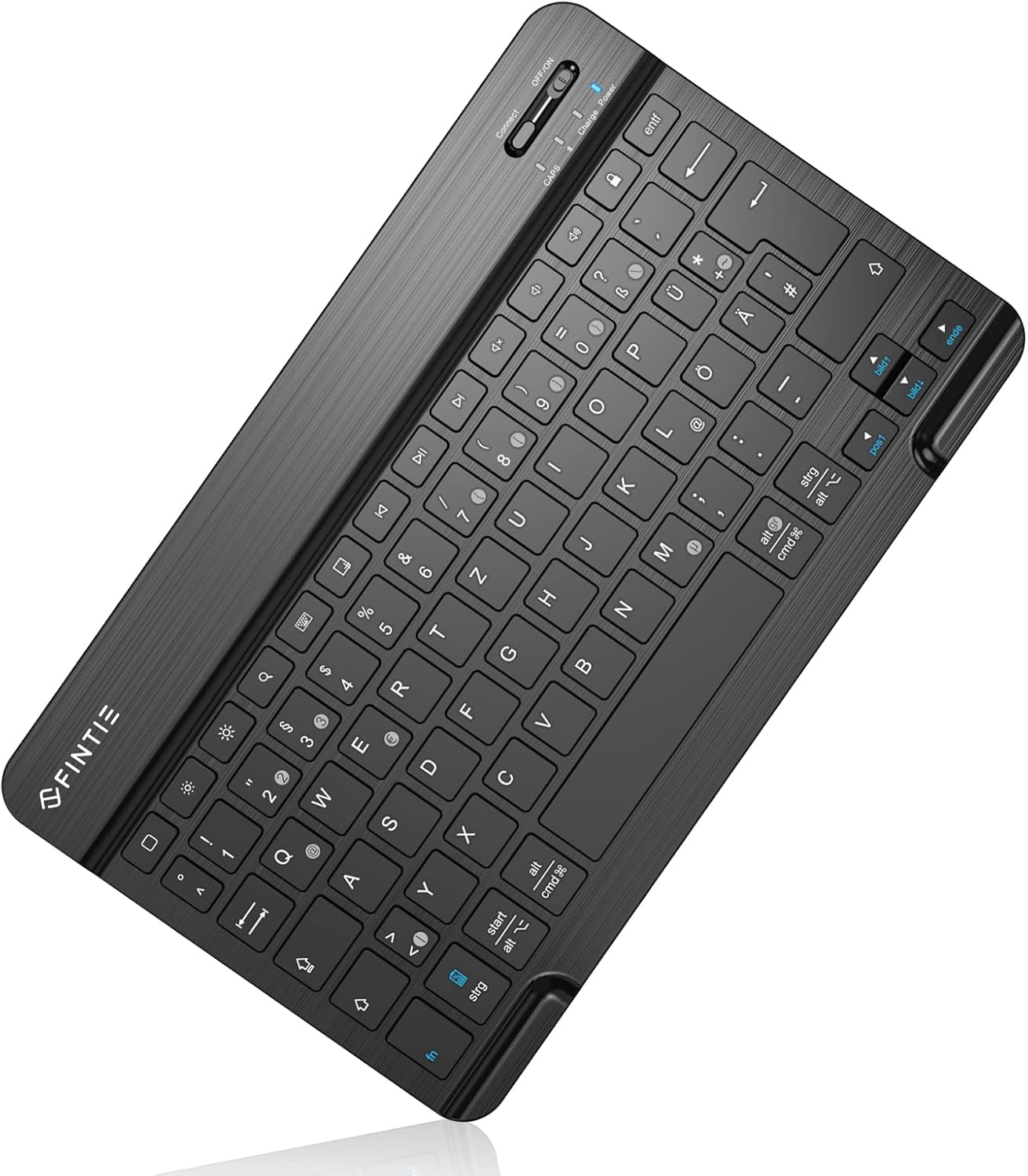FINTIE Ultradünn Bluetooth Tastatur mit deutschem Layout QWERTZ für iPad Air/Pro/Mini/iPad 10.9/10.2/9.7/iPhone/Samsung/Android, Schwarz