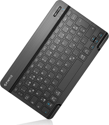 FINTIE Ultradünn Bluetooth Tastatur mit deutschem Layout QWERTZ für iPad Air/Pro/Mini/iPad 10.9/10.2/9.7/iPhone/Samsung/Android, Schwarz