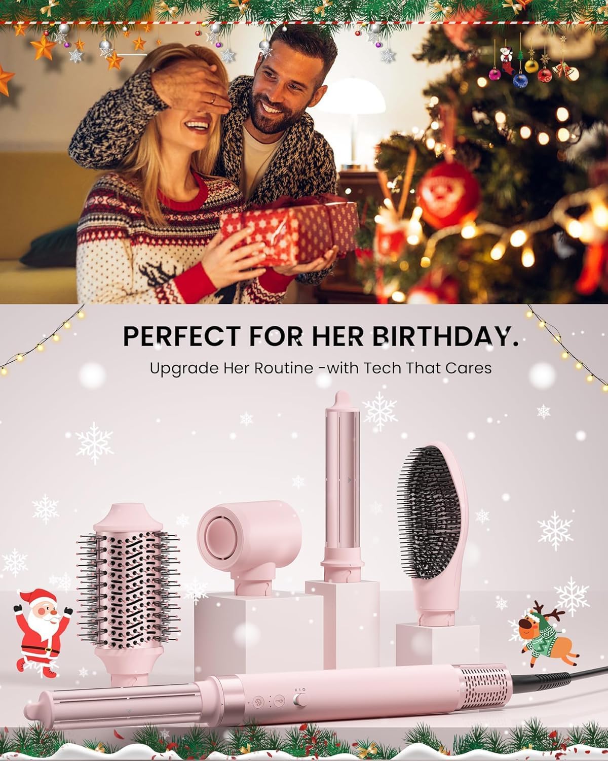 MESCOMB 5 in 1 Hairstyler Set, 110.000 U/min High-Speed Airstyler mit Ionen Haartrockner, Auto-Wrap Lockenstab & Volumenbürste, für tägliches Styling & Reisen (inkl. Tasche), Geschenk für Frauen