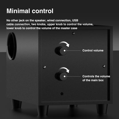 Elimavi Computer-Lautsprecher 2.1 kabelgebundener Desktop-Lautsprecher mit RGB-Satelliten und Subwoofer