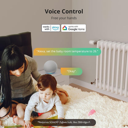 Thermostatique SONOFF ZigBee 3.0, 1 pièce, reconnaissance de fenêtre, compatible avec Alexa/Google Home, hub Zigbee requis