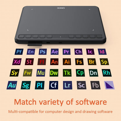 UGEE S640 Grafiktablett, digitales Zeichentablett mit Stylus, batterieloser Druckempfindlichkeit, 8192 Stylus Tablet, 10 Tastenkombinationen, kompatibel mit Windows, Mac, Linux und Android